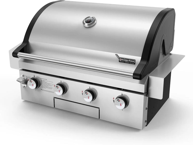 Brand-Man Gas Grill Built-In Head, 30-Inch 4-Burner Propane Grill, Natural Gas Convertible, Heavy Duty 304 Stainless Steel 40,000BTUs BBQ Island Outdoor Kitchen by GreenHaven Gardens