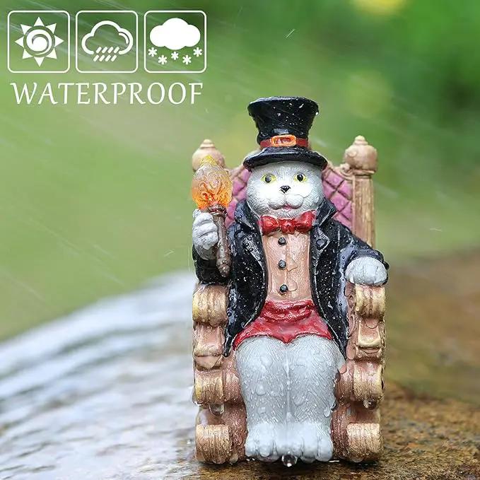 Solar Cat Garden Statues for Outside: Home Valentine Decor with Magic Wand Lights Cat Clearance Garden Sculpture for Yard Art Lawn Ornaments Porch Patio Balcony, Birthday Gifts for Mom Grandma Women by GreenHaven Gardens