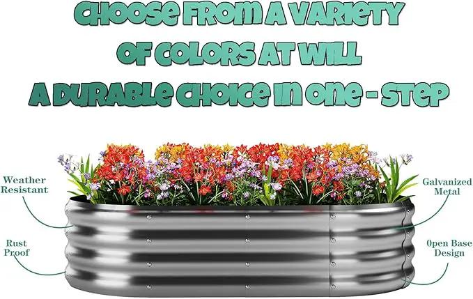 Galvanized Metal Planter Round Raised Garden Bed Kit for Gardening Outdoor，3x3x1ft 2PC Grow Garden Box Raised Flower Bed，Round Galvanized Planter Outdoor Large Metal Fire Pit Ring White by GreenHaven Gardens