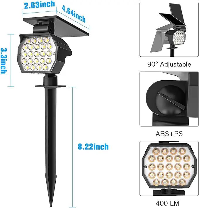NIORSUN Solar Spot Lights Outdoor,23 LEDs Landscape Lighting with Auto On/Off and 3 Lighting Modes, IP67 Waterproof Spotlights,Outdoor Solar Lights for Yard Garden,8 Pack(Warm White) by GreenHaven Gardens