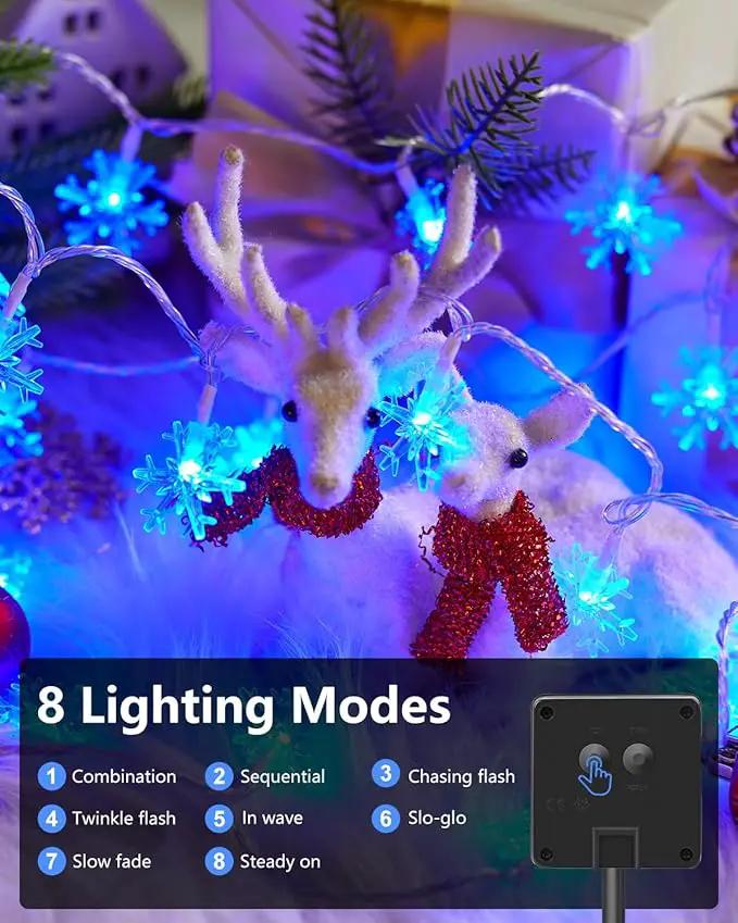 Brightown Solar Christmas Snowflake String Lights 100 LED 39 FT Outdoor Waterproof Fairy Lights with 8 Lighting Modes for Wedding, Party, Tree, Room, Garden, Patio, Yard, Home, Blue by GreenHaven Gardens