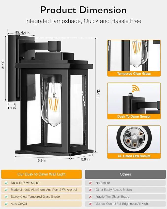 VIANIS Dusk to Dawn Outdoor Lights for House, Black Outdoor Light Fixture, Waterproof Exterior Lighting Fixtures Wall Mount, Outdoor Wall Lights for House, Garage, Garden, Porch,Hardwired, Non-Solar by GreenHaven Gardens