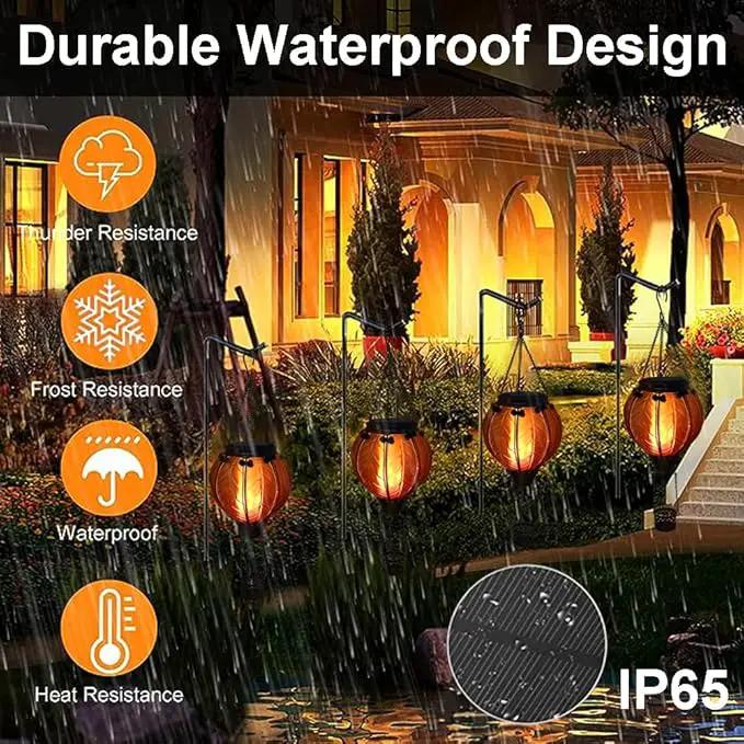 Hot Air Balloon Solar Lantern with Flickering Flame Hanging Solar Lanterns Outdoor Lights Waterproof Lanterns Decorative Garden Patio Yard Party Decor Orange and Red by GreenHaven Gardens