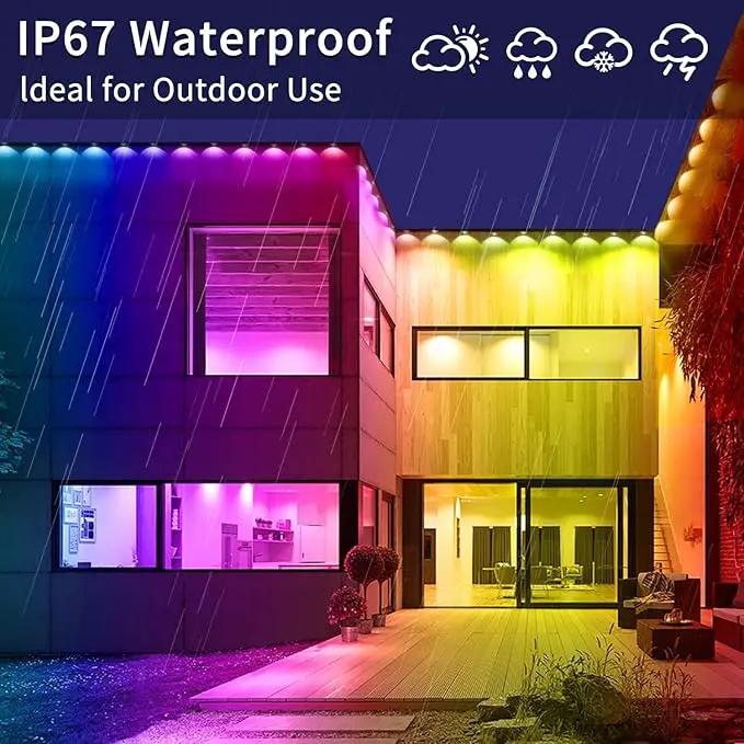 Permanent Outdoor Lights,50ft RGB Eave with App Control Remote,IP67 Waterproof LED Lights,Music Sync Outside Light for House,Halloween,Roof,Garden,Christmas Decorations by GreenHaven Gardens