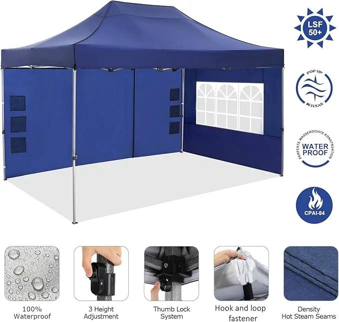 COBIZI 10x15 Pop up Canopy Heavy Duty Tent with 4 sidewalls Commercial Outdoor Canopy Event Tents All Season Wind & Waterproof Gazebo with Carry Bag, Dark Blue(Frame Thickened) by GreenHaven Gardens
