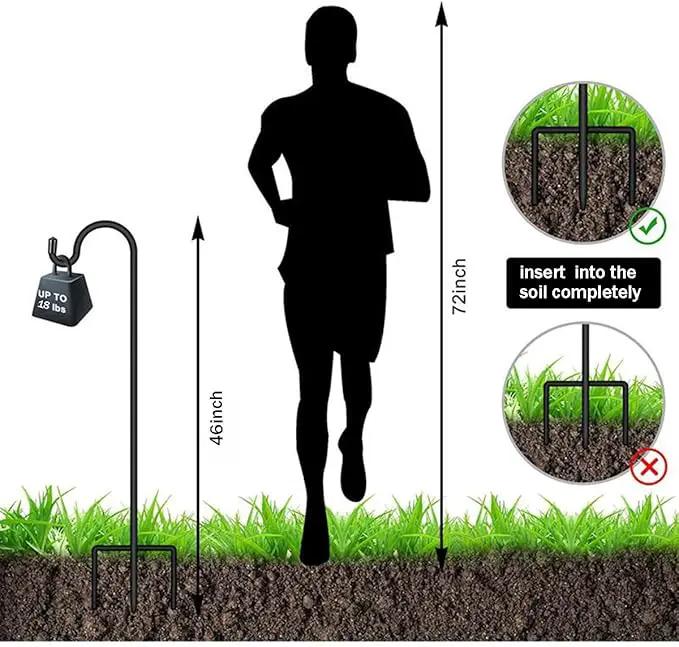 CMASTER Shepherd Hook for Outdoor, 1 Pack 76 Inch Bird Feeder Pole with 5 Prong Base Heavy Duty Adjustable Garden Hook for Hanging Plant, Hummingbird Feeder, Lantern(76 Inch) by GreenHaven Gardens