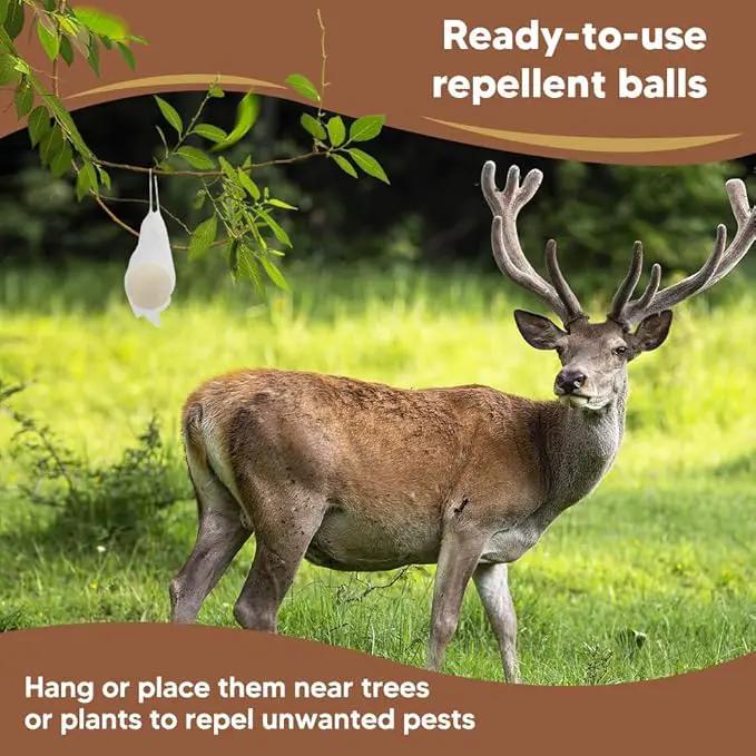 Deer Repellent, Rabbit Repellent Outdoor, Deer Deterrent for Plants, Keep Rabbits Out of Backyard, Deer and Rabbit Repellant, Deer Repellant Balls for Flowers Shrubs & Trees-10 Packs by GreenHaven Gardens