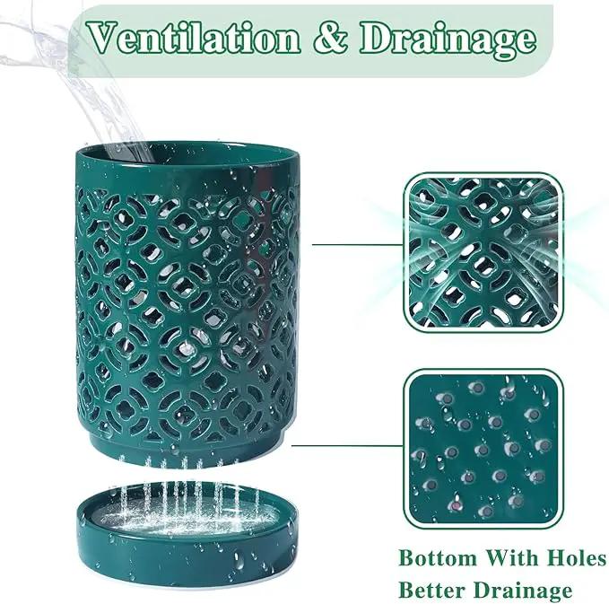 Orchid Pot 4 Inch, Orchid Pots with Holes & Saucers for Repotting, Breathable Slotted Orchid Pots Flower Plant Pot Green by GreenHaven Gardens