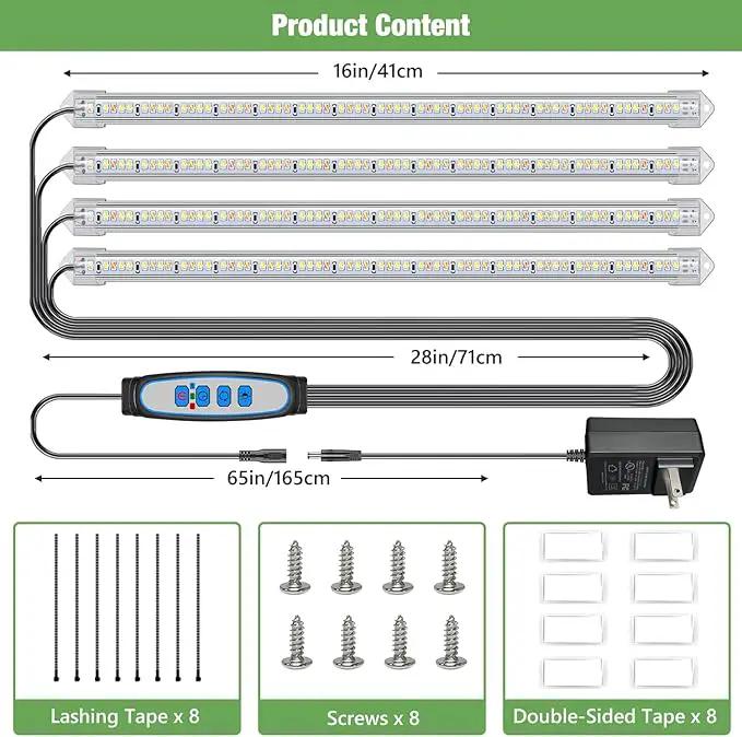 Grow Lights for Indoor Plants, 16" Full Spectrum Plant Grow Light Strip with Upgrade Timer 6/12/16 Hrs, 3 Spectrum Modes, 240 LEDs Sunlike Growing Lamp for Seedlings Hydroponics Succulent by GreenHaven Gardens