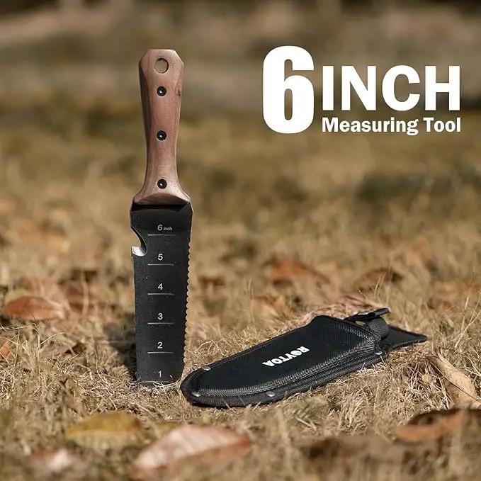 Hori Hori Garden Knife, Garden Tools with Sheath for Weeding,Planting,Digging, 7" Stainless Steel Blade with Cutting Edge, Full-Tang Wood Handle with Hanging Hole by GreenHaven Gardens