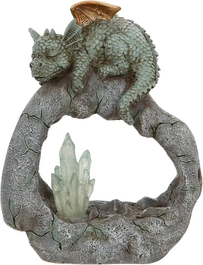 Solar Powered Dragon Statue ，Garden Decor with Crystal LED Lights Handmade Waterproof Resin Dinosaur Outdoor Patio Lawn Sculpture Perfect Christmas (Crystal Dragon) by GreenHaven Gardens