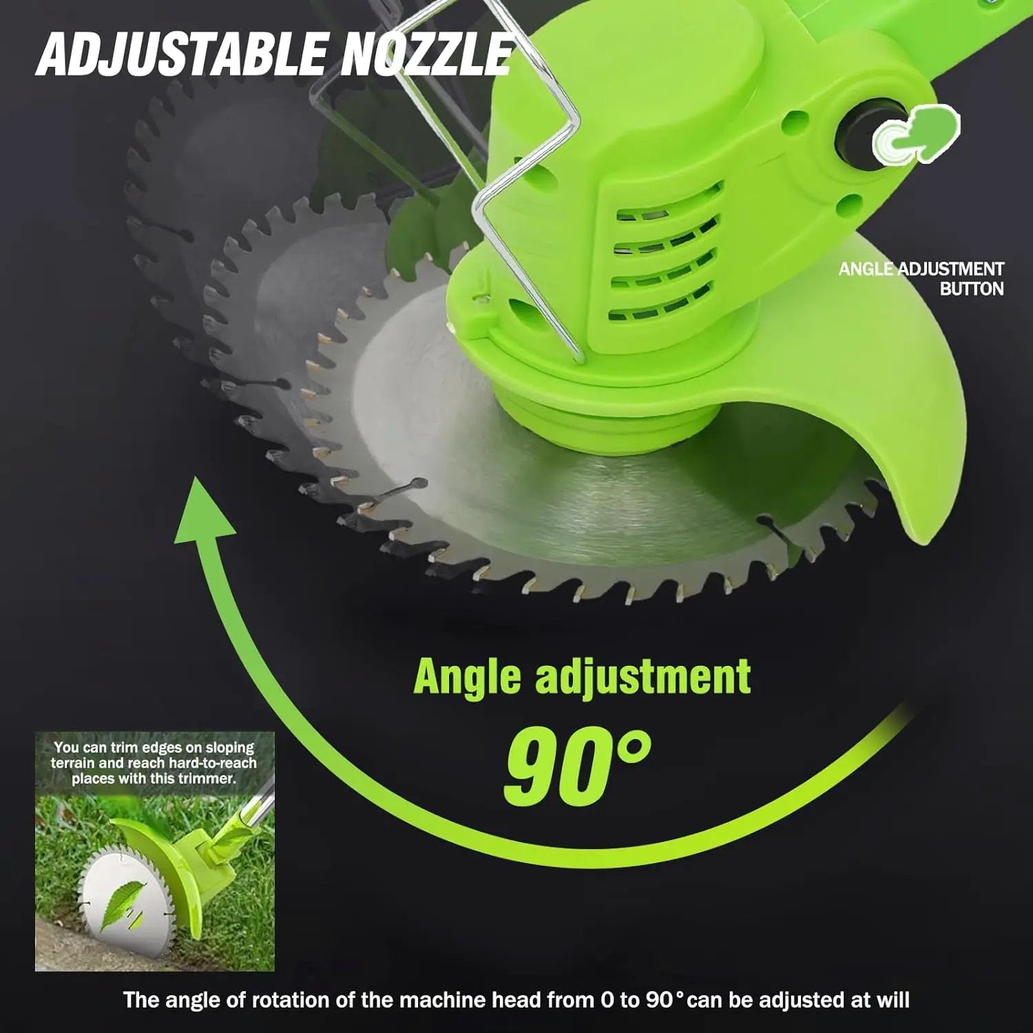 ALSO GO 21V Electric Weed Wacker, Weed Trimmer, Battery Powered Grass Trimmer with 2pcs Batteries, 3 in 1 Cordless Weed Eater with Wheels, Stringless Lightweight Grass Cutter for Lawn Garden Yard by GreenHaven Gardens