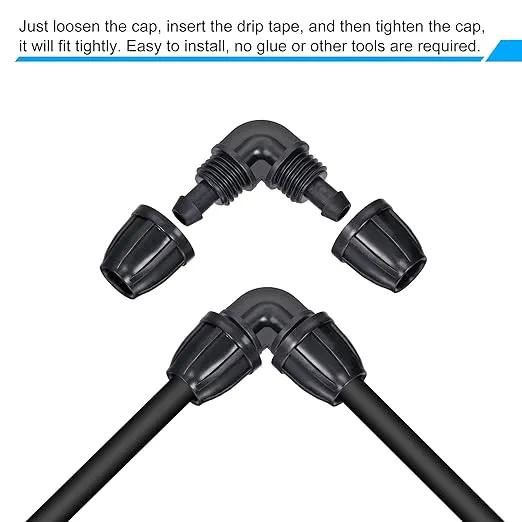 MECCANIXITY Drip Irrigation Elbow Barbed Fitting 8mm/11mm Tubing for Garden Drip Tape Tubing Sprinkler System Black Pack of 15 by GreenHaven Gardens