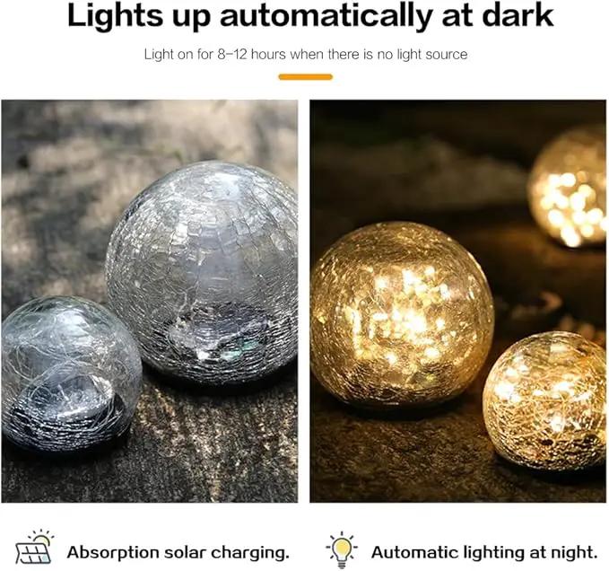 TOMEX Solar Garden Lights, Cracked Glass Ball Waterproof Warm White LED for Outdoor Decor Decorations Pathway Patio Yard Lawn, 1Pack (3.9") by GreenHaven Gardens