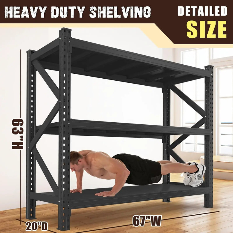 Heavy Duty Garage Shelving Unit - 8500 lbs Capacity, Industrial Metal Storage Rack, Adjustable Steel Rack for Garage, Warehouse, Basement, Pantry (67" W x 19.7" D x 63" H) by GreenHaven Gardens