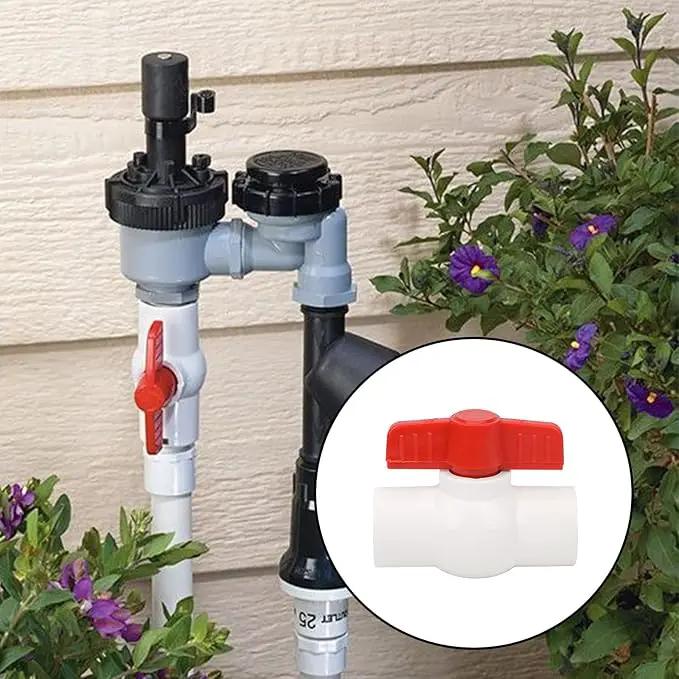6Pcs 1/2" PVC Ball Valve Water Pipe Shut-off Valve Socket with Red T-Handle for Cold Water Supply lines, Irrigation Pipe fitting System(Socket x Socket), Schedule 40 by GreenHaven Gardens