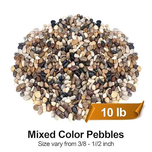10 lbs Pebbles for Indoor Plants, Succulent, Bamboo, Vase, 3/8" Plant Rocks for Pots Indoor, Small River Rocks Decorative Pea Gravel, Highly Polished by GreenHaven Gardens