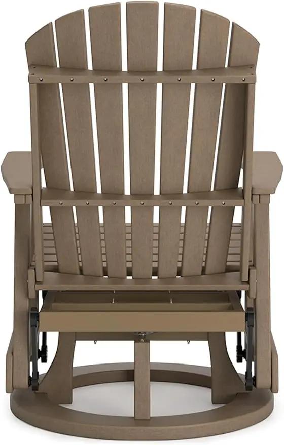 Signature Design by Ashley Hyland Wave Casual Weather Resistant HDPE Outdoor Swivel Glider Chair, Light Brown by GreenHaven Gardens