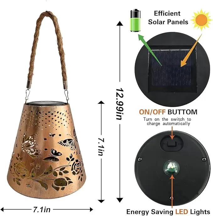 Hanging Solar Lanterns Outdoor Waterproof Butterfly Solar Lights Metal Outdoor Decor, LED Decorative Solar Garden Lights for Garden, Backyard, Tree, Porch(1 Pack) by GreenHaven Gardens