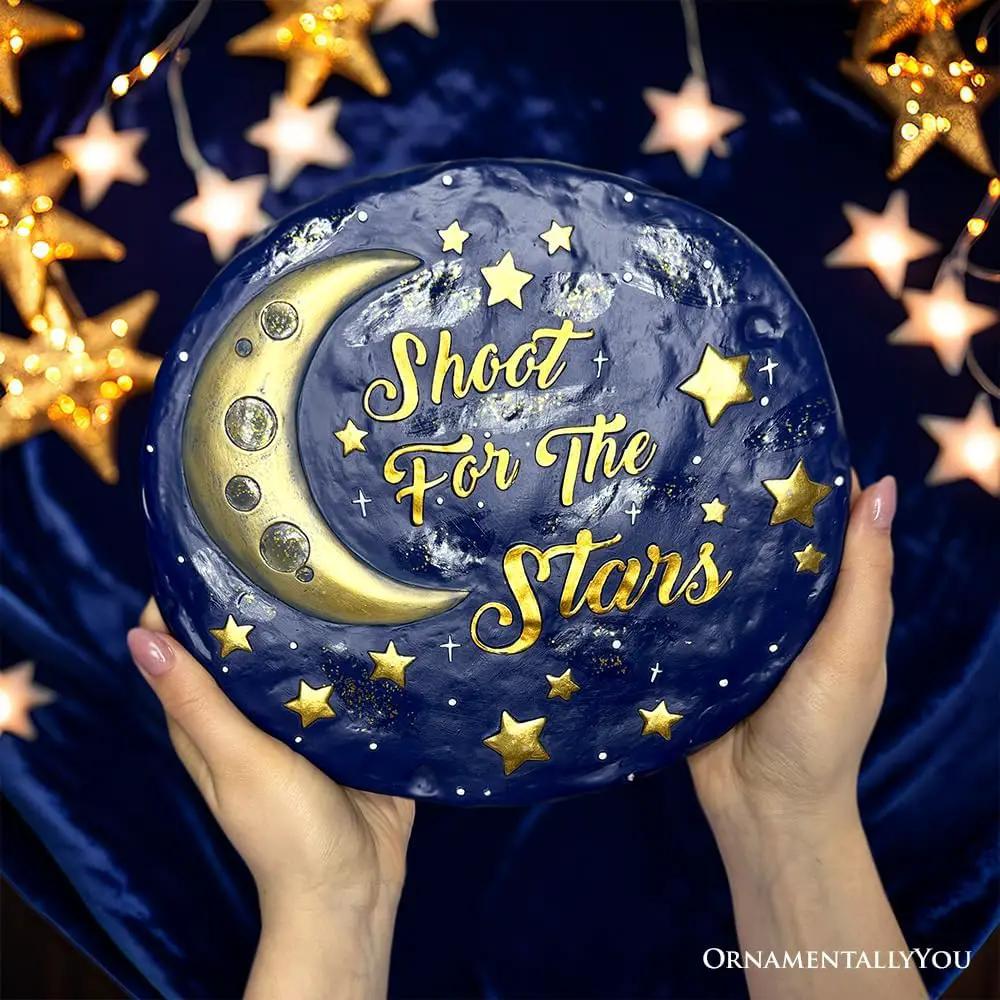 Elegant Resin Stepping Stone, Outdoor Garden Pathway Decoration (Shoot for The Stars Stepping Stone, 9.5" Galactic Moon and Stars Space Themed Gift) by GreenHaven Gardens