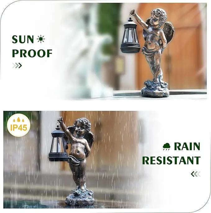 MININOVA Angel Statues Garden with Solar Lantern Outdoor Cherub Decorations Patio Yard Lawn Ornaments Housewarming Gifts for Mom Grandma Women by GreenHaven Gardens