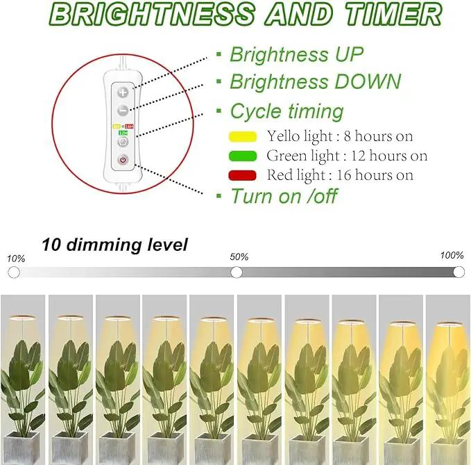 yadoker 72 LEDs Plant Grow Light for Indoor Plant,Aluminum Walnut Wood Grain Desk LED Grow Light, Height Adjustable,6.3" Aluminum Housing,Automatic Timer with 8/12/16 Hours,10-Level Brightnes by GreenHaven Gardens