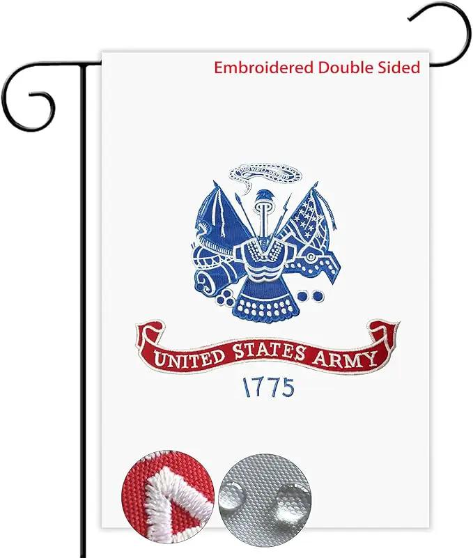 US Embroidered Army Garden Flag Double Sided 12x18 inch American Army Yard Lawn Garden Flags Banner Heavy Duty Vivid Color Waterproof by GreenHaven Gardens
