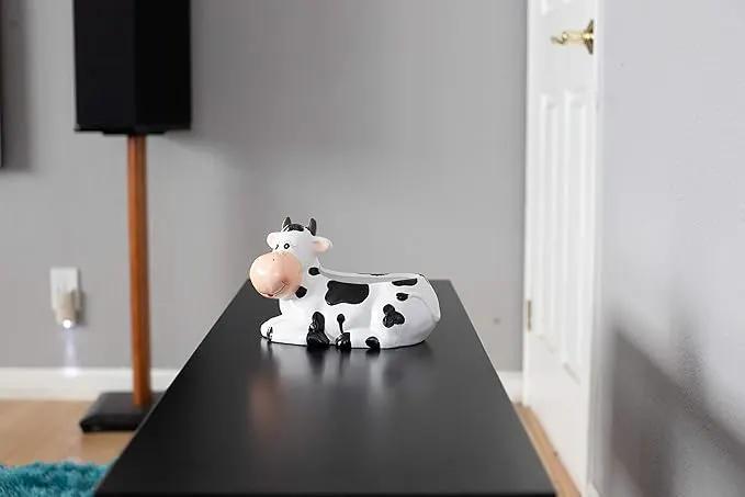 Cow Planter Pot - Cow Print Party Decoration Supplies - Garden Backyard Cow Stuff Statue - Flower Ceramic Succulent Planter - Plantador de Vacas - Large 9" with Drain by GreenHaven Gardens