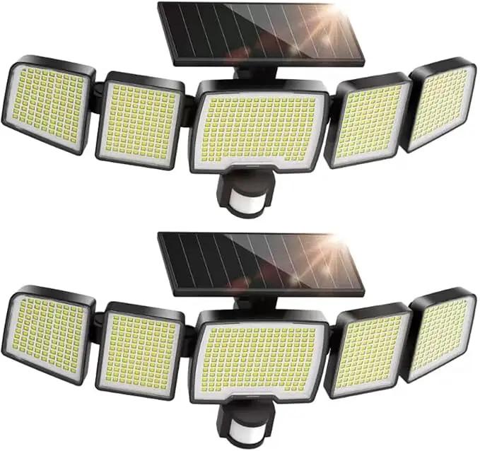 UME Solar Outdoor Lights 620 LED 4500LM, IP65 Waterproof Motion Sensor Outdoor Lights, 5 Heads Solar Security Flood Light 270 Wide Lighting Angle with 3 Modes for Garden Patio Yard - 2 Pack by GreenHaven Gardens