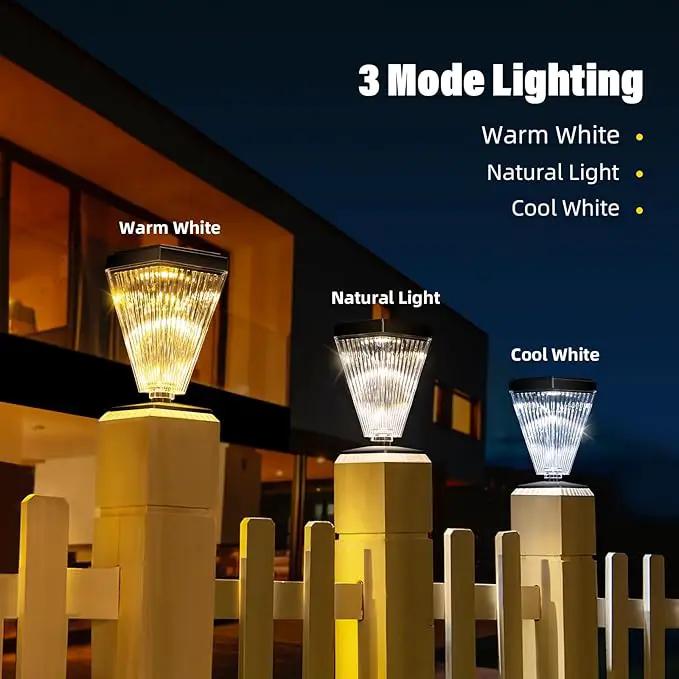 Outdoor Solar Post Caps Lights-4 Pack Waterproof Solar Fence Post Solar Powered Deck Post Lights,High Brightness Warm White Led Post Lights fits 4x4, 5x5,6x6 Wooden Post by GreenHaven Gardens
