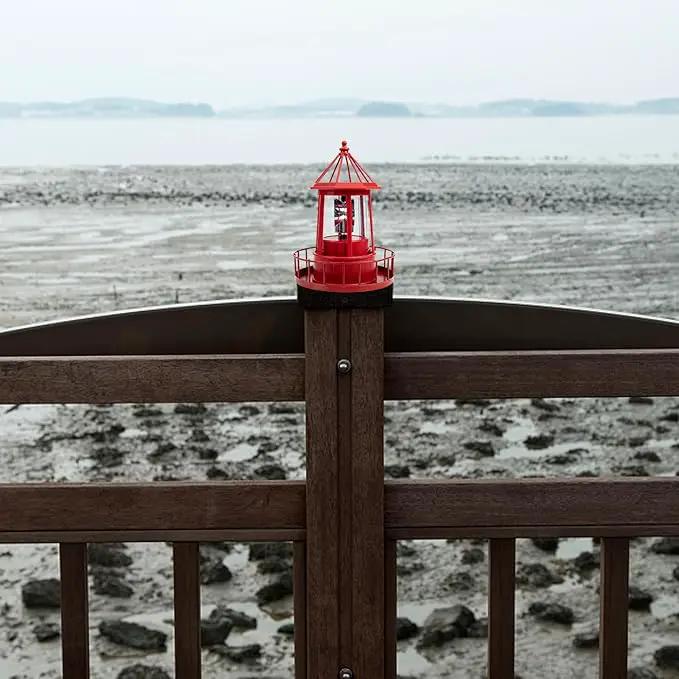 Operitacx Solar Powered Rotating Lighthouse Lamp - Waterproof Solar Lighthouse Outdoor Garden Decor, Led Yard Light for Patio, Lawn, and Pathway (Red) by GreenHaven Gardens