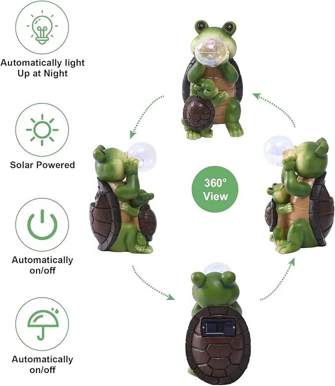 Solar Turtle Statues for Garden Decor: Outdoor Sculpture with Bubble Light for Ornament Yard Art Lawn Porch Patio Balcony - Unique Gifts Women Mom by GreenHaven Gardens
