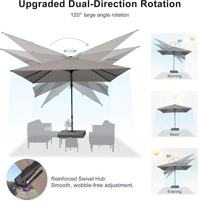 PURPLE LEAF 11.5' X 8' Left-right Tilting Outdoor Patio Umbrella Swivel Offset Cantilever Heavy Duty Rectangle Aluminum Umbrella with UV Resistant for Deck Pool Patio Backyard, Ash Mocha by GreenHaven Gardens