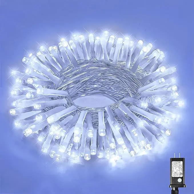 33ft 100 LED Christmas Lights Outdoor - 8 Modes Christmas String Lights Clear Wire with Time Memory, Waterproof Plug in Fairy String Lights for Indoor Outdoor Home Party Garden Decoration, Cool White by GreenHaven Gardens