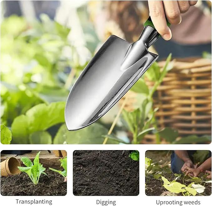 Gardening Hand Tool Set 3 Pack - MDSXO Heavy Duty Gardening Kit with Non-Slip Soft Ergonomic Handle, Great Garden Gift for Women Men[Stainless Steel] by GreenHaven Gardens