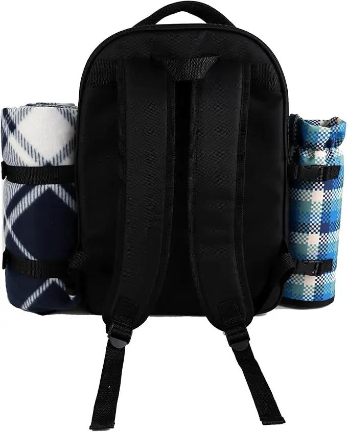 apollo walker Picnic Backpack Bag for 2 Person with Cooler Compartment, Detachable Bottle/Wine Holder, Fleece Blanket, Plates and Cutlery Set by GreenHaven Gardens