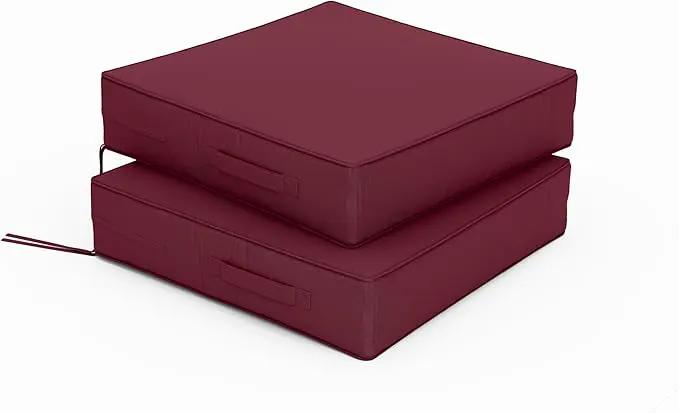 Patio Chair Cushions 19 X 19 X 4 Inch Waterproof Outdoor Seat Cushions for Patio Furniture, Outdoor Sofa Couch Pads with Ties & Handle, Set of 2, Burgundy by GreenHaven Gardens