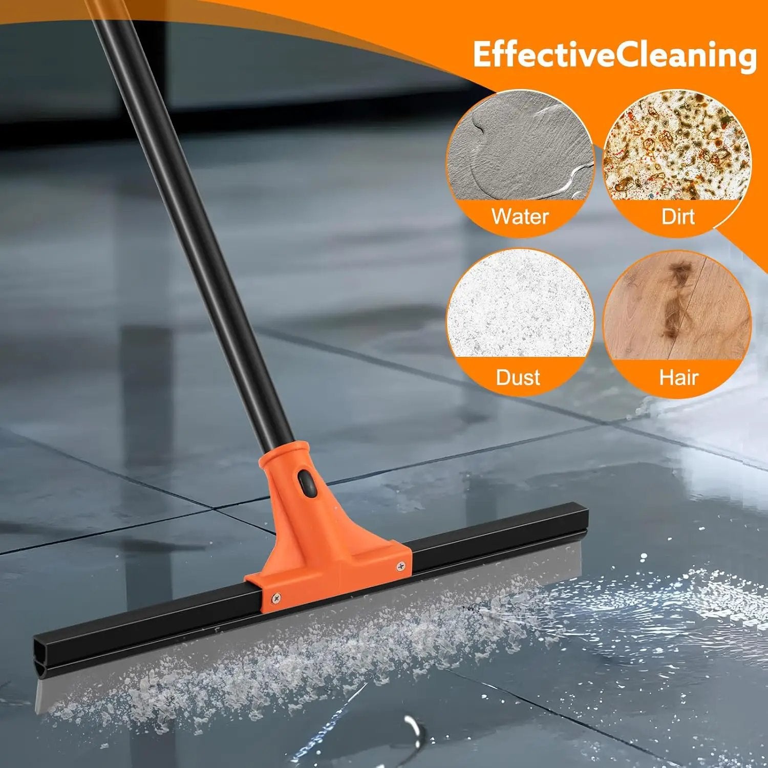 Floor Squeegee Heavy Duty, 17 Inch Rubber Blade, 60 Inch Long Aluminum Handle, Multipurpose Cleaning Squeegee for Garage, Tile, Deck, Bathroom, Window, Glass by GreenHaven Gardens