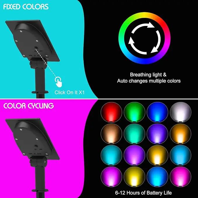 T-Sun Solar Spotlights Outdoor, 4 in 1 Color Changing Solar Landscape Spot Lights Auto ON/Off RGB Solar Garden Pond Lights for Yard, Pathway, Driveway, Pool Area(RGB) by GreenHaven Gardens