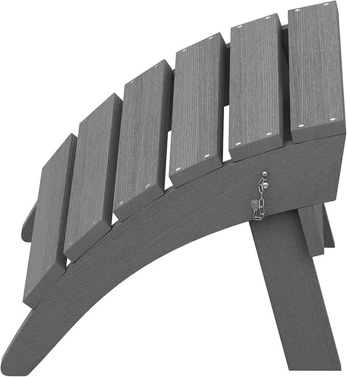 SERWALL Folding Adirondack Ottoman for Adirondack Chair, No-Assembly Weather Resistance Outdoor Footstool, High Impact Polystyrene Folding Adirondack Footrest, Gray by GreenHaven Gardens