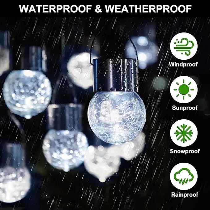 MAXvolador 12-Pack Hanging Solar Lights, Decorative Cracked Glass Ball Light, Solar Powered Waterproof Globe Lighting for Garden, Tree(Cool White) by GreenHaven Gardens