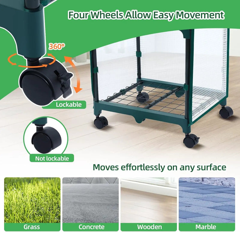 Ohuhu Mini Greenhouse for Indoor Outdoor, Small Plastic Plant Green House with Locking Wheels Portable Greenhouses with Durable Cover for Seedling,Ideal Gardening Gifts for Women Men White by GreenHaven Gardens