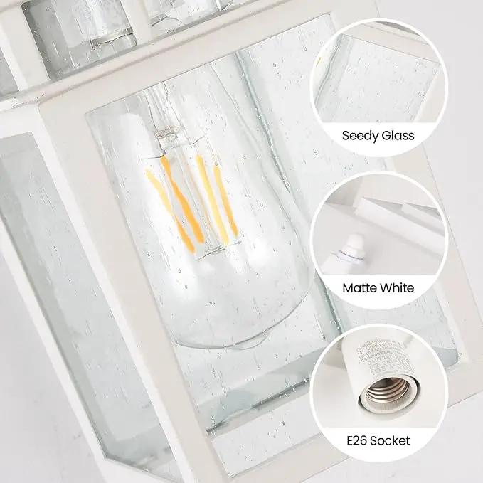 Outdoor Wall Lantern, Exterior Lighting Fixtures Wall Mount, 2 Pack White Outdoor Sconces with Seeded Glass, Exterior Porch/Patio Lights for House Front Door Garage by GreenHaven Gardens