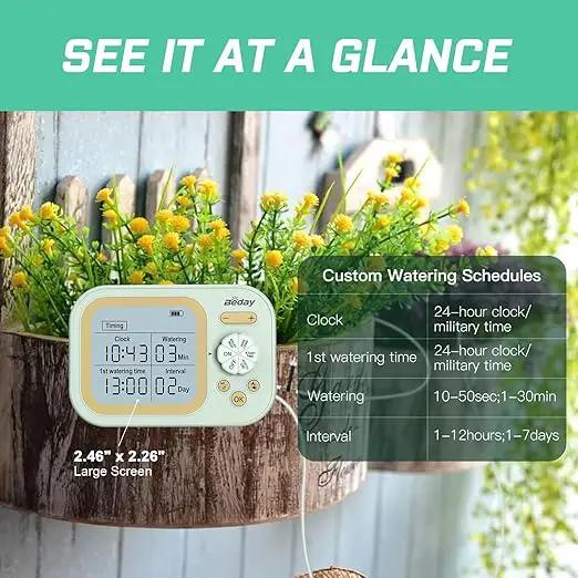 Automatic Plant Waterer Indoor Self Watering System for 15 Potted Plants, Auto Drip Irrigation Kit Programmable Water Timer with Smart Humidity Detection, Green by GreenHaven Gardens