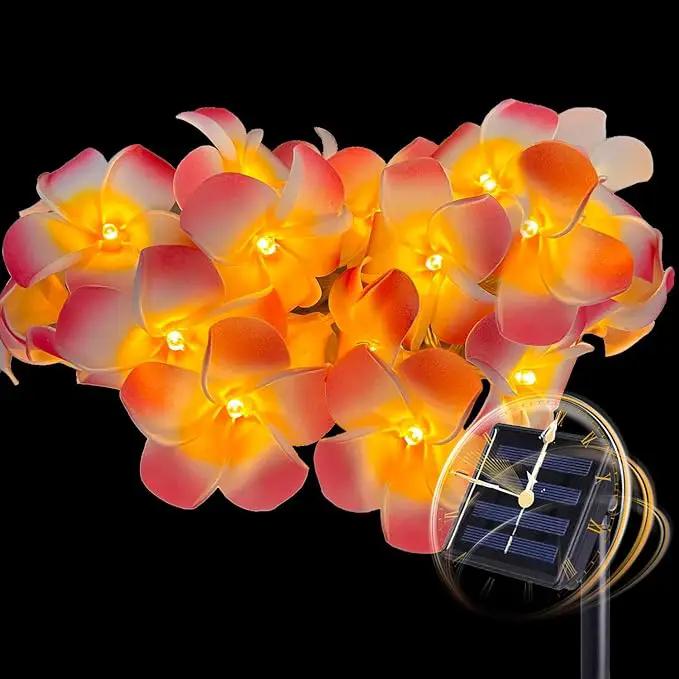 Solar Flowers Outdoor Waterproof - Petunia Blue Morning Glory Flowers&Solar Moth Orchid String Lights 12.5ft 10 LED Phalaenopsis Flower Solar Fairy Lights by GreenHaven Gardens