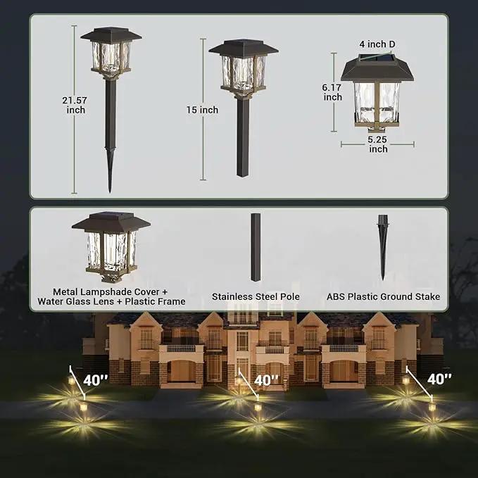 XMCOSY+ Solar Outdoor Lights Waterproof IP65, Solar-Powered Garden/Yard/Pathway Lights with Warm White 2-Tone Bronze-Wood Stainless Steel Design for Landscape Driveway Walkway Decorative by GreenHaven Gardens