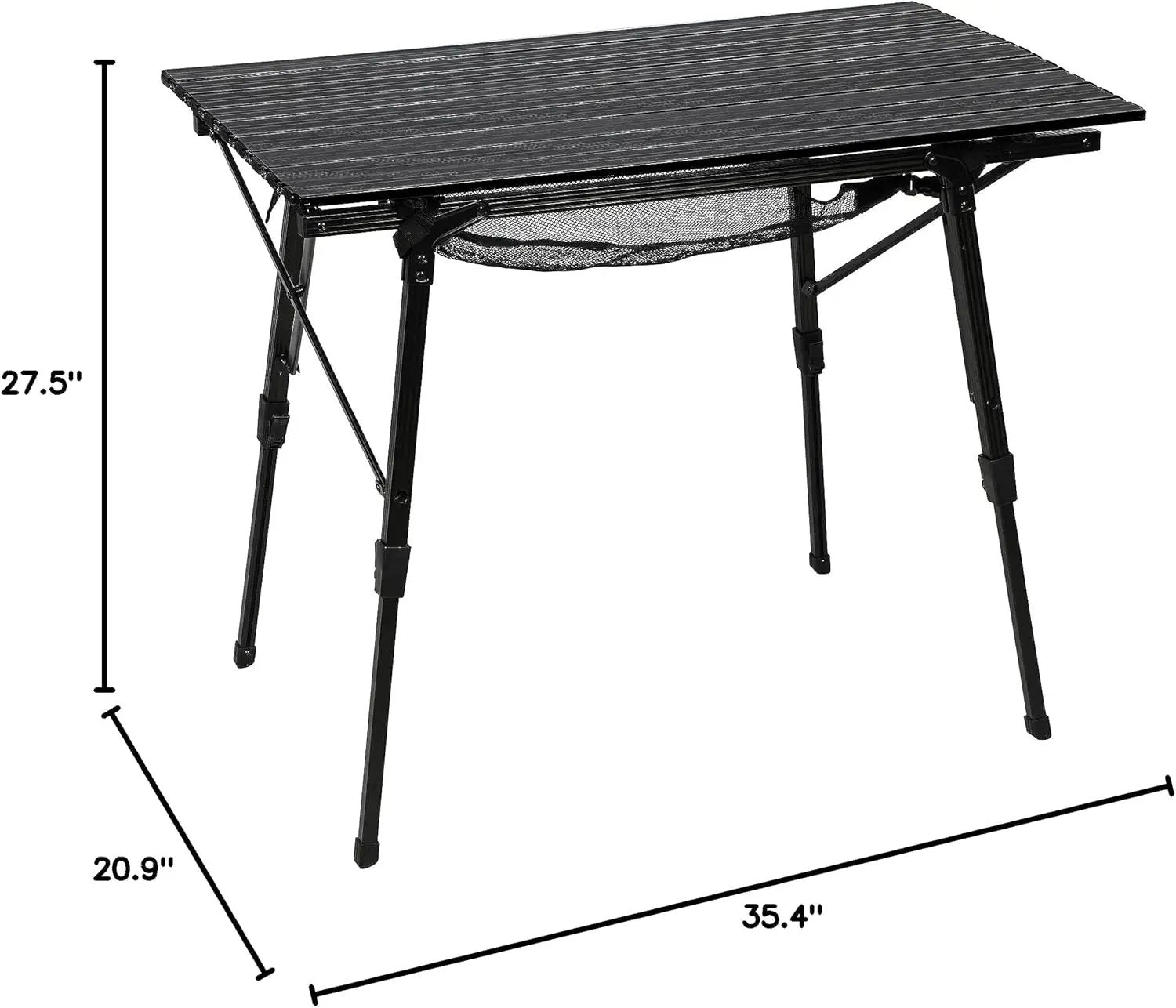 PORTAL Camping Table Foldable Portable with Adjustable Legs, Aluminum Folding Table Roll Up Table with Carrying Bag for Outdoor, Beach, Picnic, Backyards, BBQ and Party, Black by GreenHaven Gardens