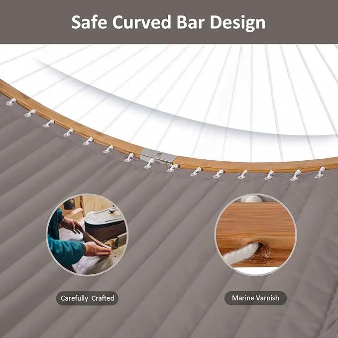 SUNCREAT Hammocks Portable Hammock with Frame, Backyard Double Hammock with Curved Spreader Bar, Brown by GreenHaven Gardens