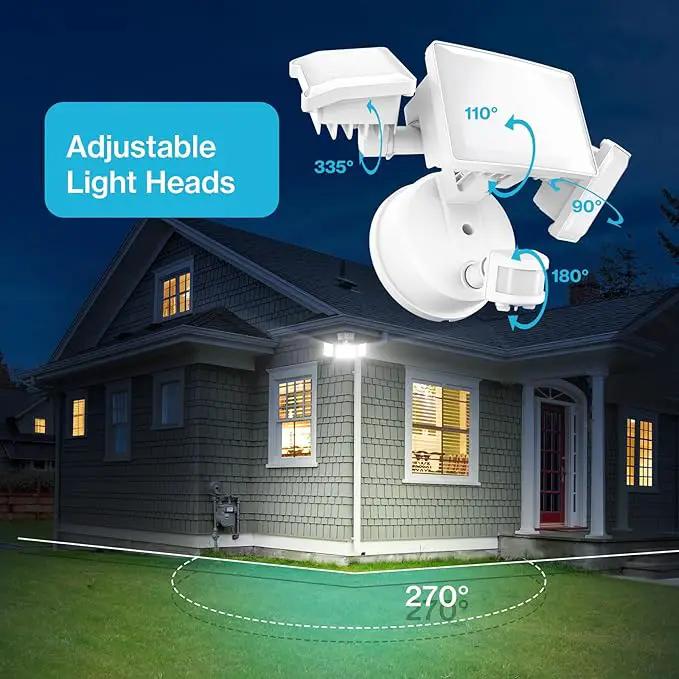 Olafus 65W Motion Sensor Outdoor Light, 2 Pack LED Security Light 6000LM, 6500K Exterior Motion Flood Light with 3 Adjustable Heads, for Outside Garage, Yard, Patio, IP65 Waterproof, White by GreenHaven Gardens