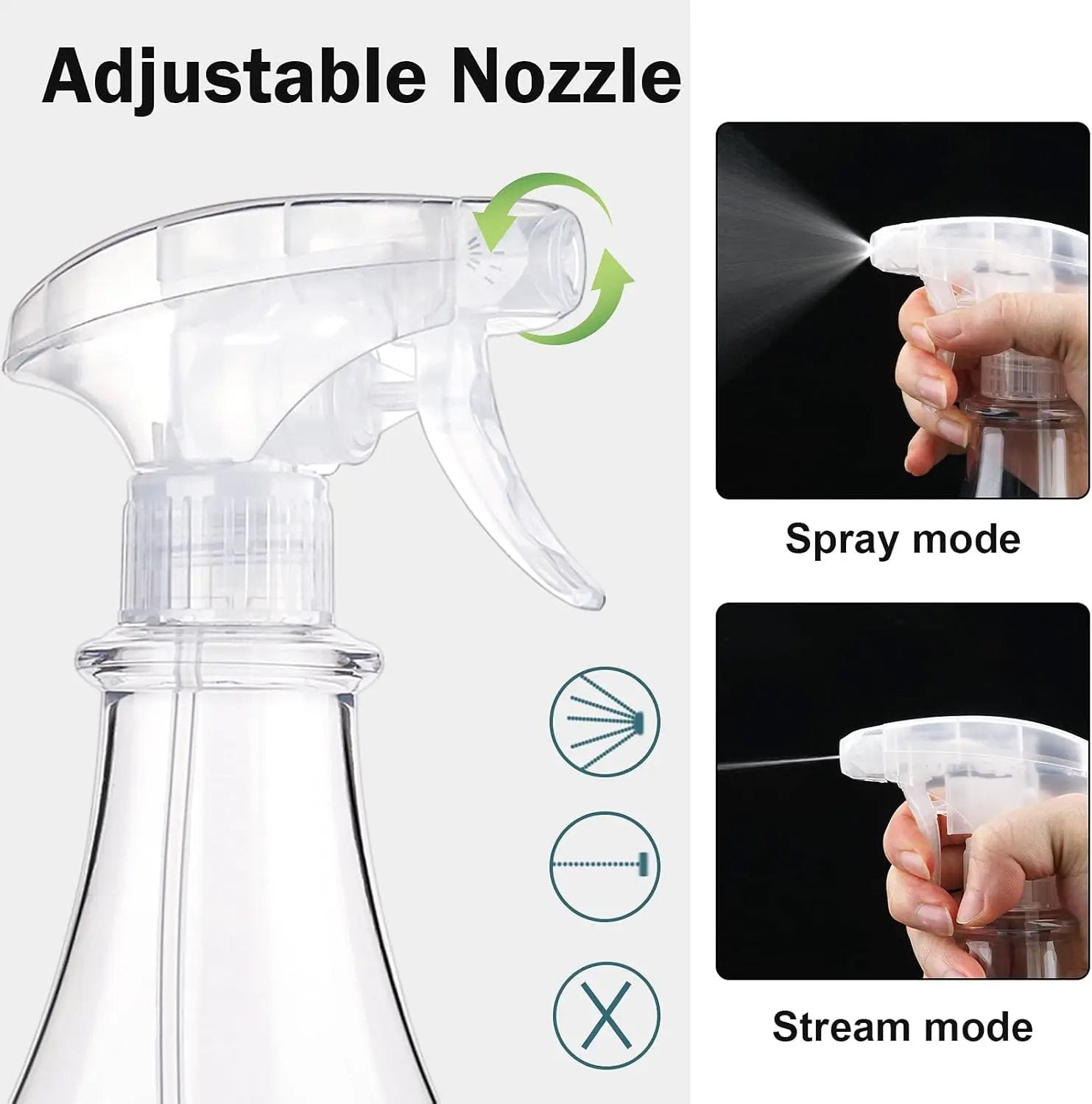 Plastic Spray Bottles Empty Spray Bottle 28.4oz Heavy Duty Spraying Bottles Mist/Stream Water Bottle for Cleaning Solutions, Plants, Pet, Essential Oils, Hair (Clear4) by GreenHaven Gardens